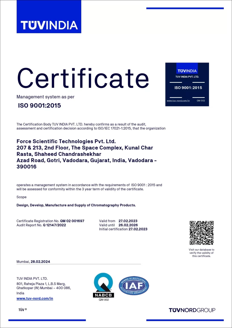 ISO 9001 Certificate Force Scientific